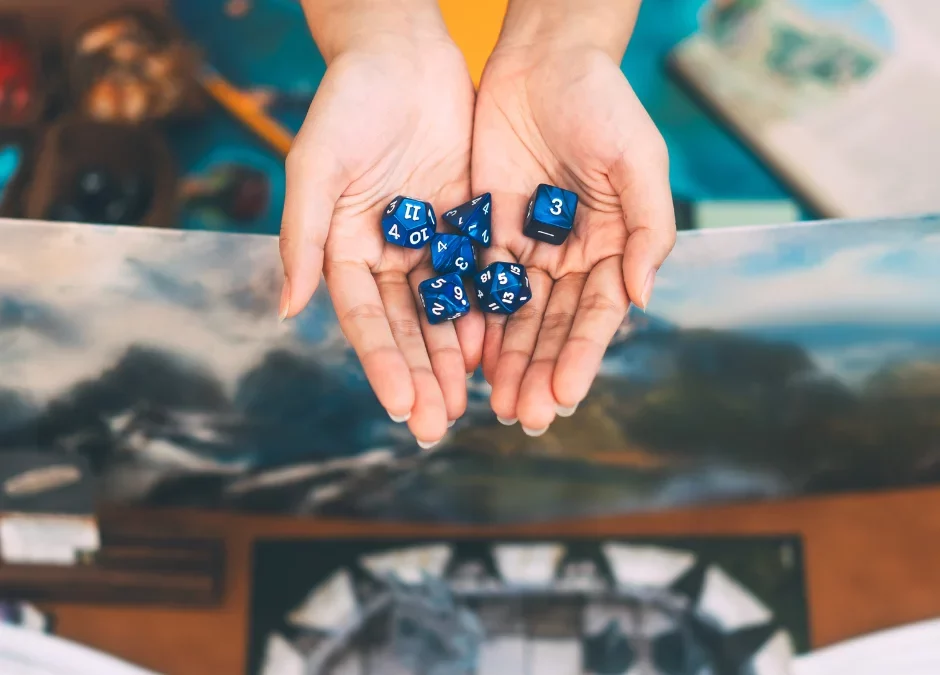 Game master providing dice to players