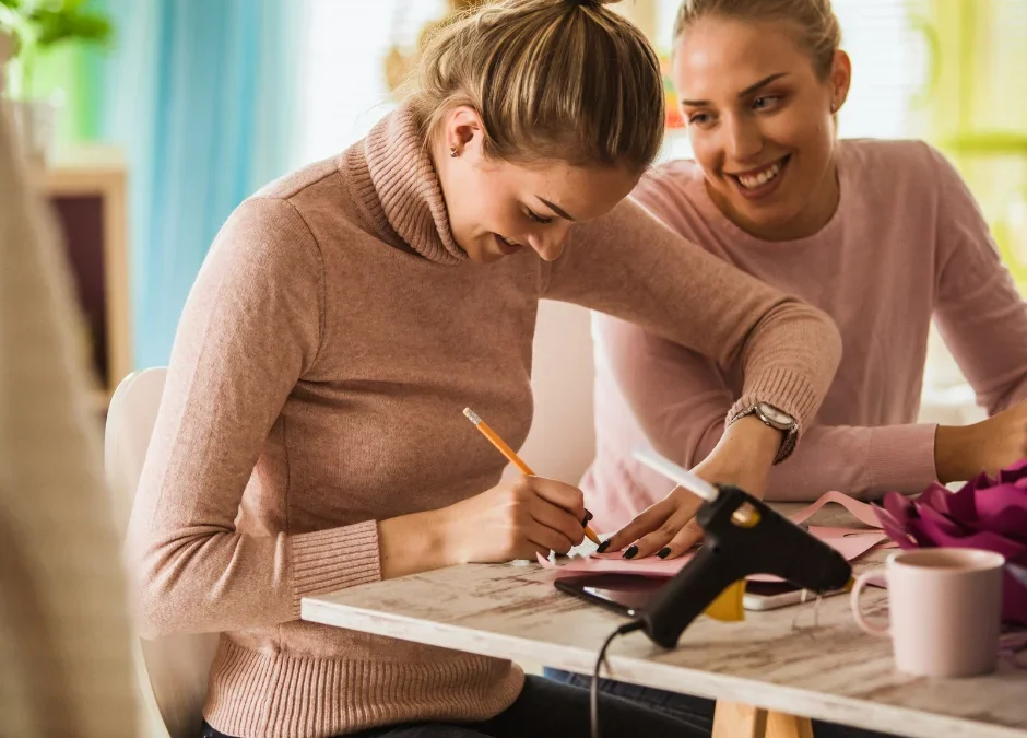Adults indulging in crafts to do when bored