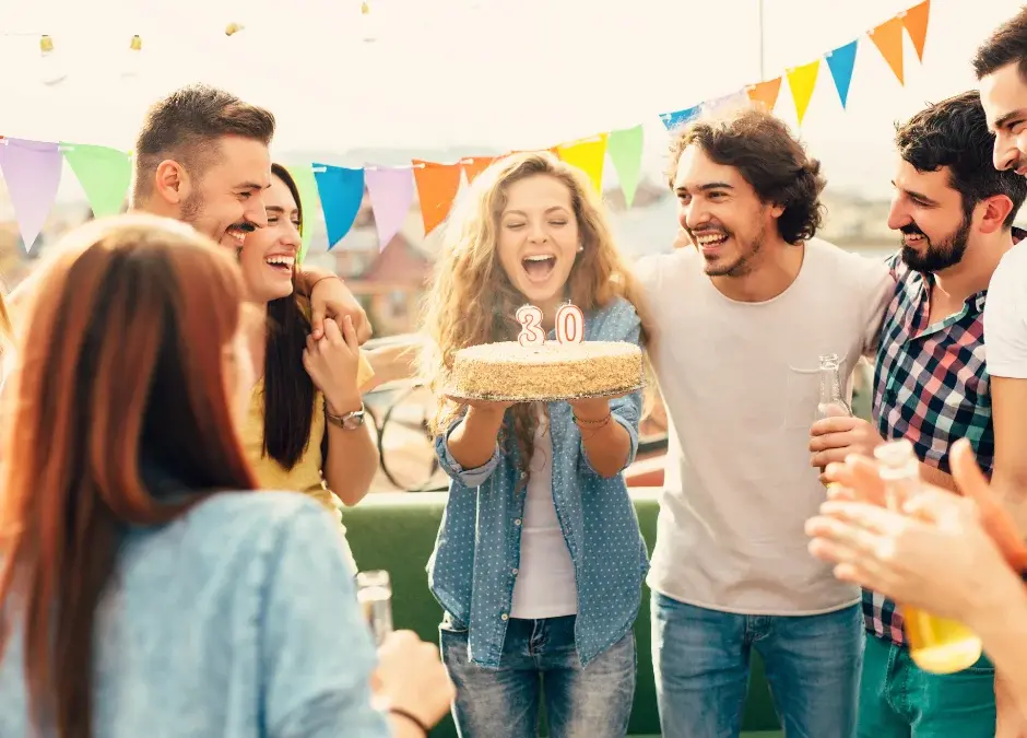 Group of adults celebrating 30th birthday ideas
